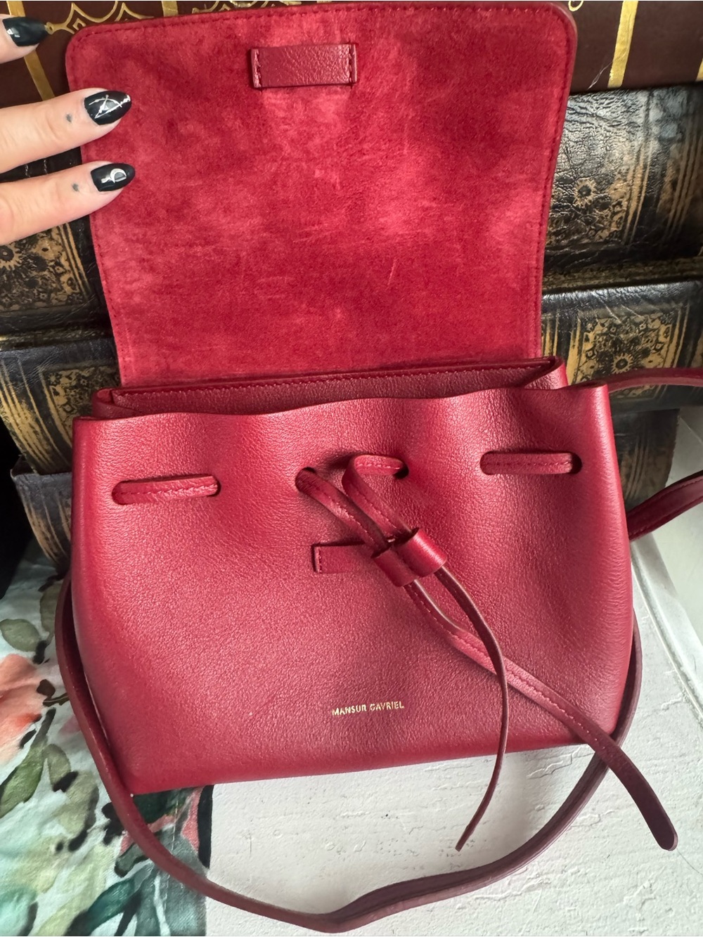 Mansur Gavriel Bordeaux Leather Mini Backpack - Picture 2 of 10
